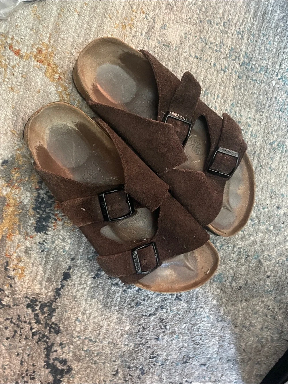 Birkenstock Brown Suede Double-Strap Sandals, Size 5.5